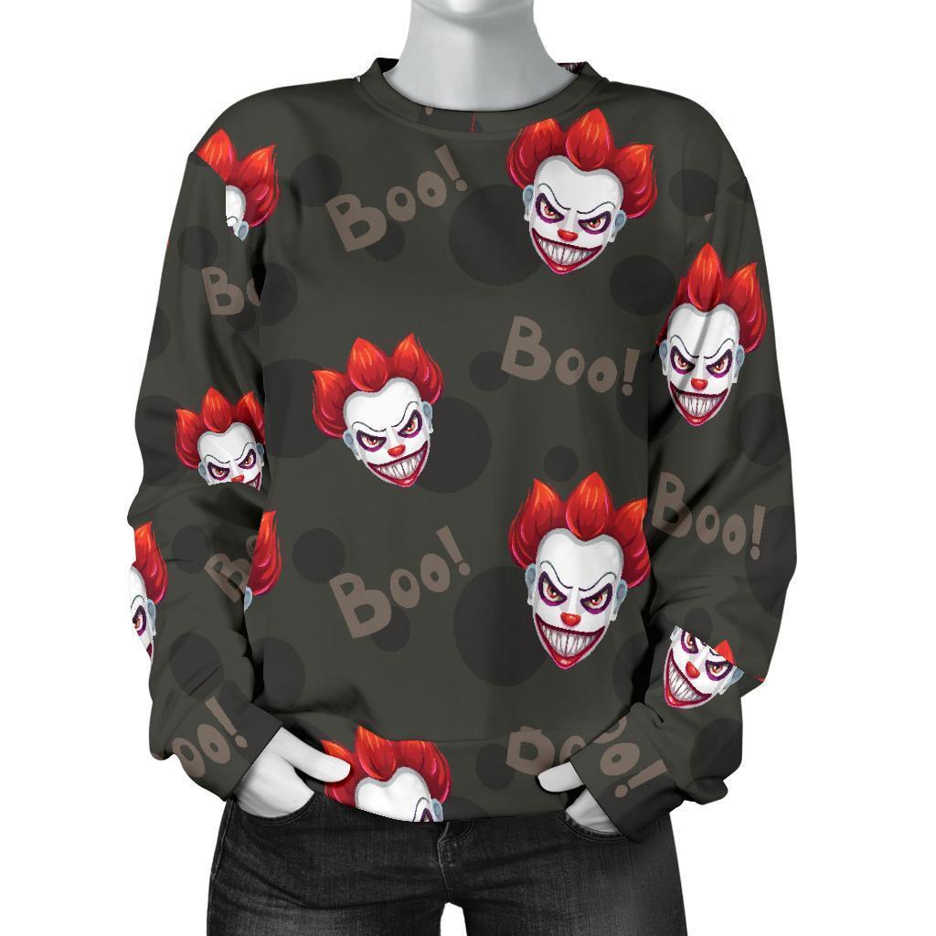 Scary Clown Print Pattern Women's Sweatshirt-grizzshop