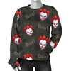 Scary Clown Print Pattern Women's Sweatshirt-grizzshop