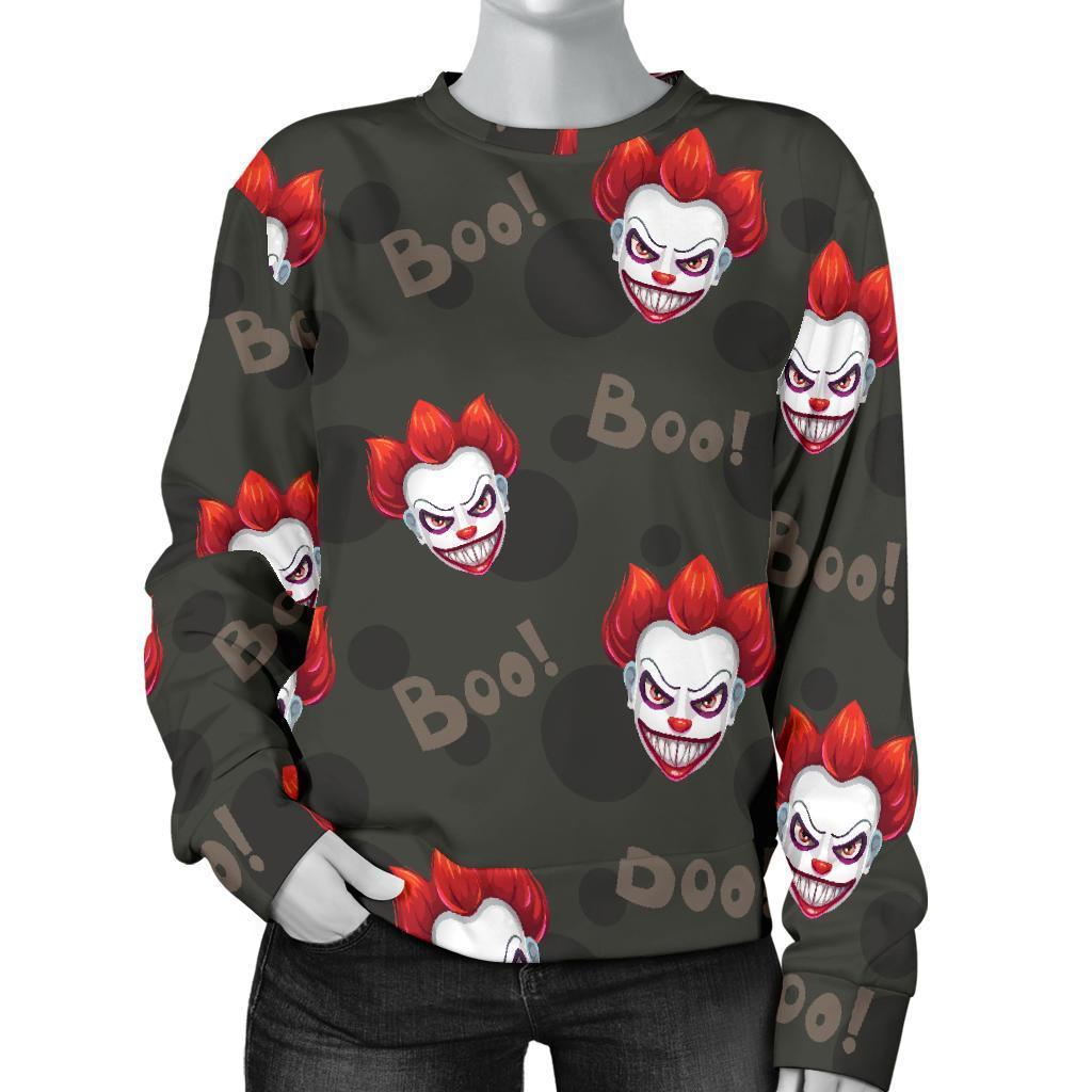 Scary Clown Print Pattern Women's Sweatshirt-grizzshop