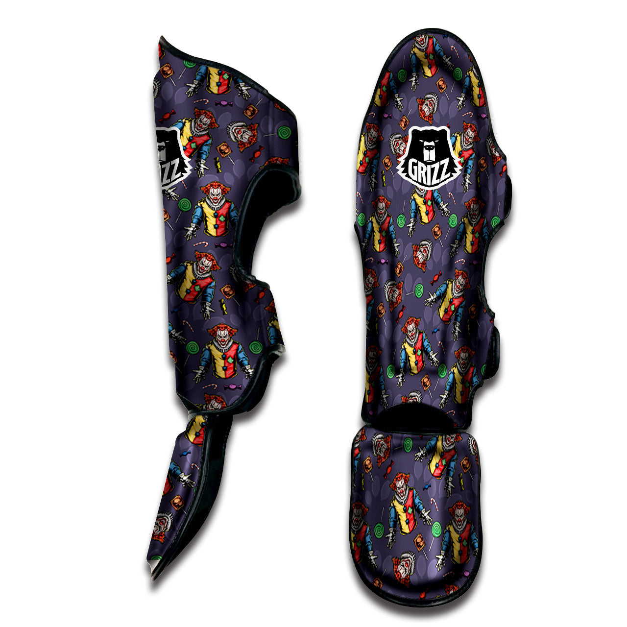 Scary Evil Clown Print Pattern Muay Thai Shin Guards-grizzshop