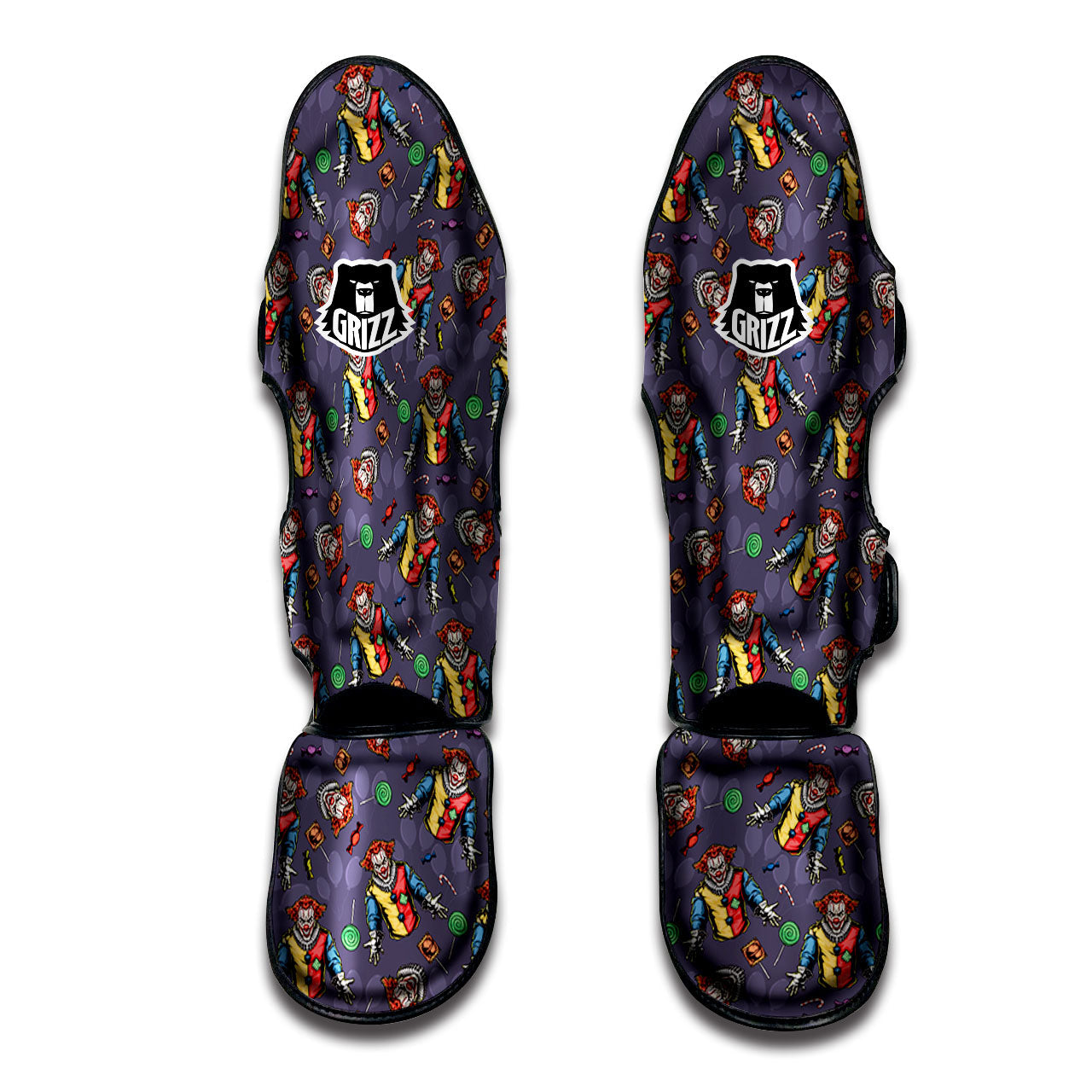 Scary Evil Clown Print Pattern Muay Thai Shin Guards-grizzshop