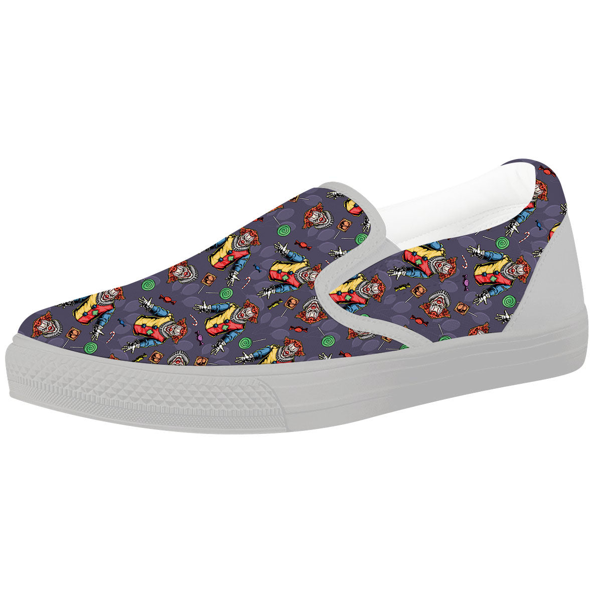 Scary Evil Clown Print Pattern White Slip On Shoes-grizzshop