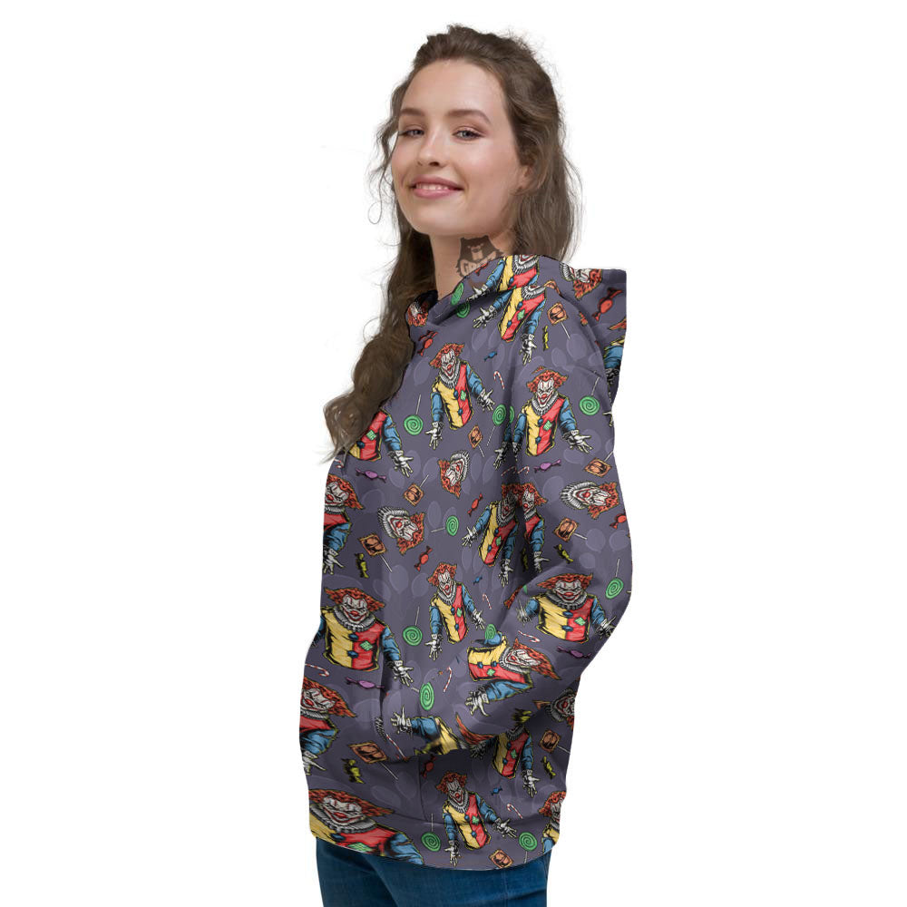 Scary Evil Clown Print Pattern Women's Hoodie-grizzshop