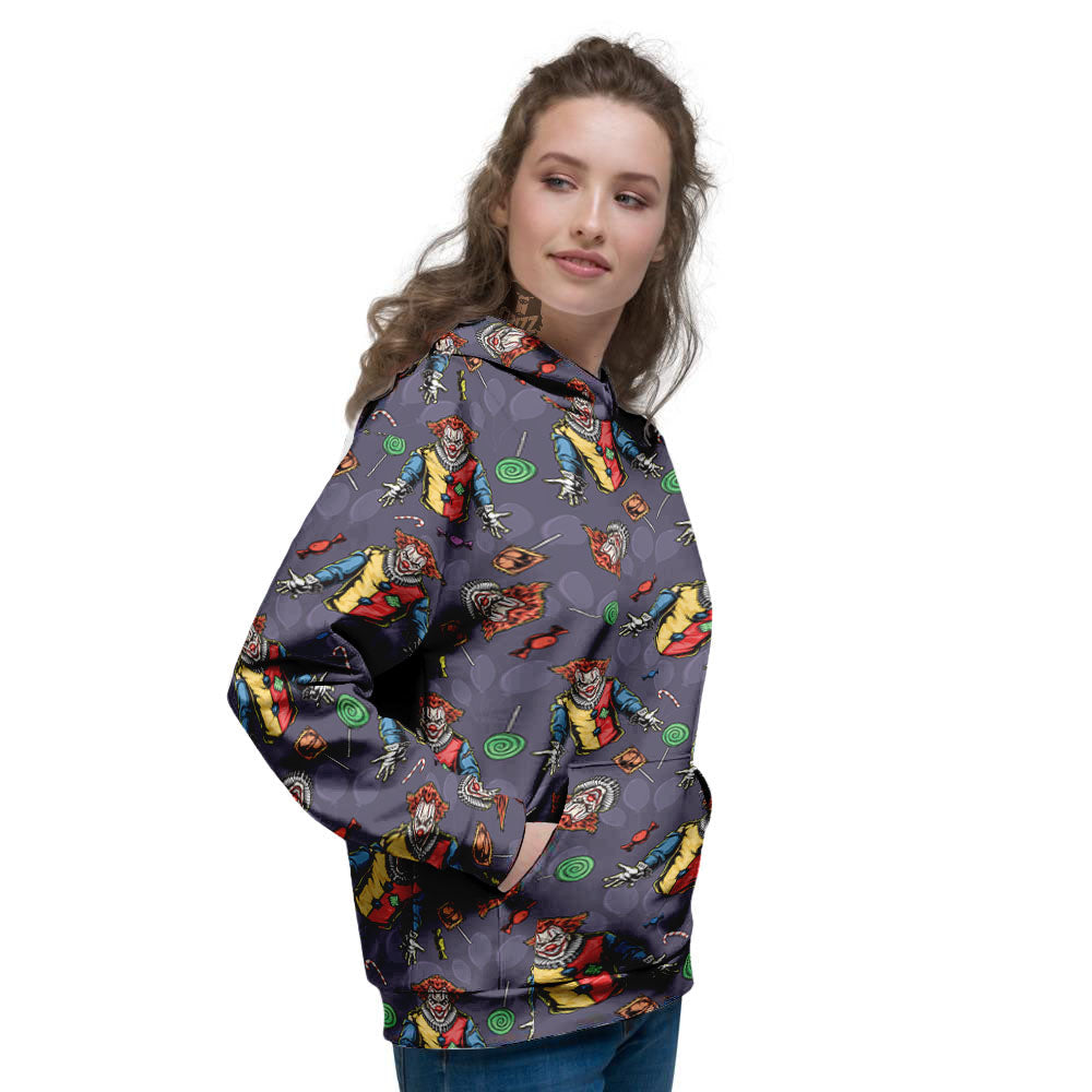 Scary Evil Clown Print Pattern Women's Hoodie-grizzshop