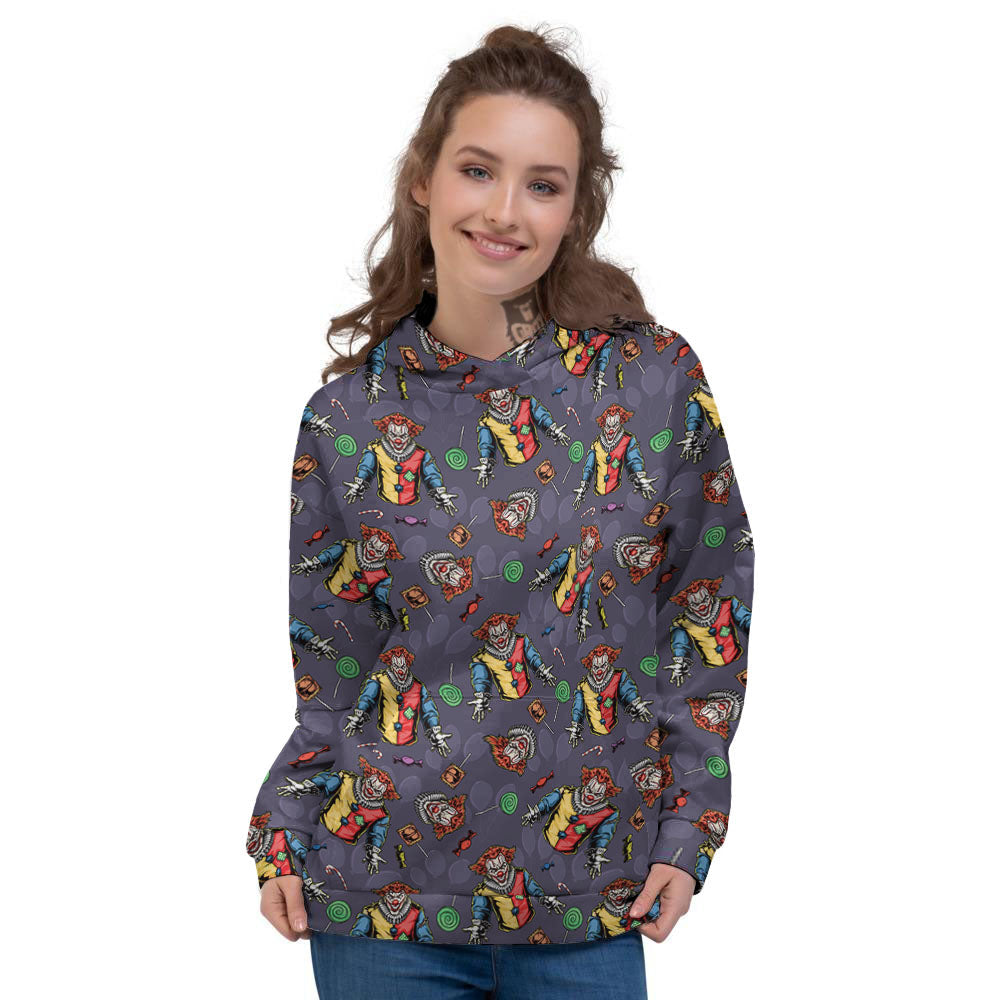 Scary Evil Clown Print Pattern Women's Hoodie-grizzshop