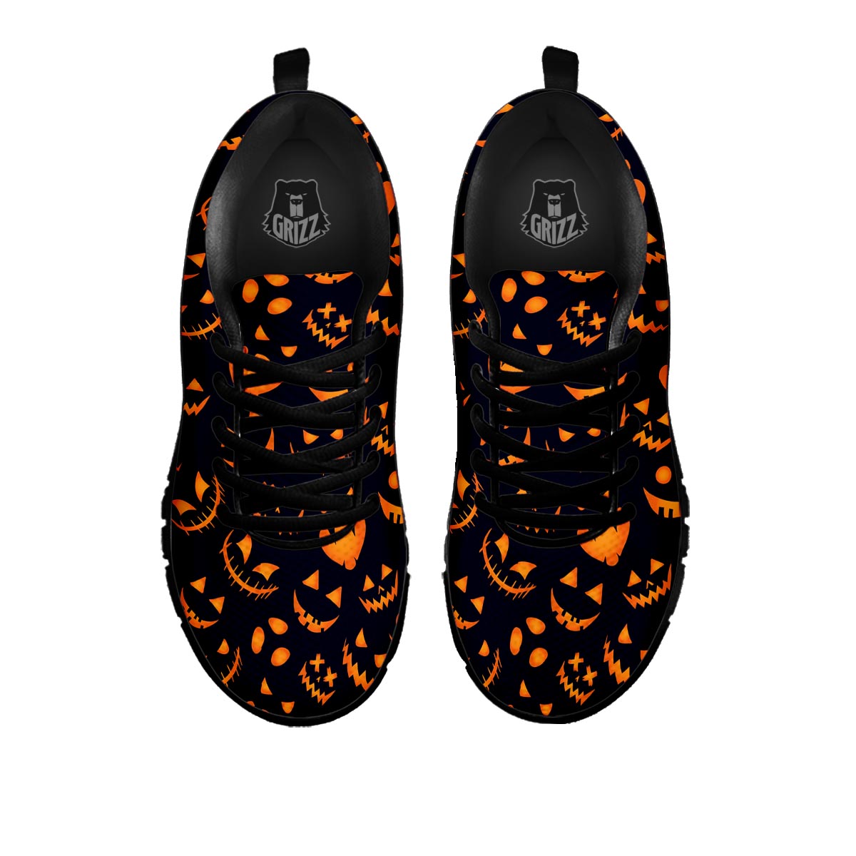 Scary Pumpkin Halloween Print Pattern Black Sneaker-grizzshop