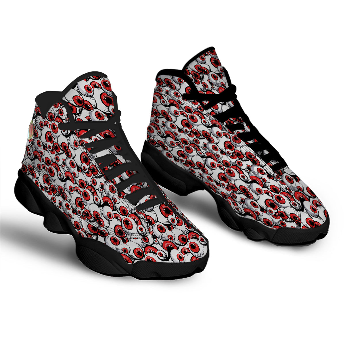 Scary Red Eyes Print Pattern Black Basketball Shoes-grizzshop