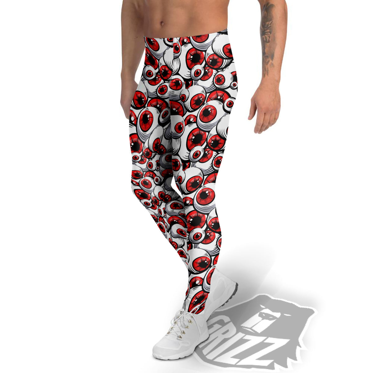 Scary Red Eyes Print Pattern Men's Leggings-grizzshop