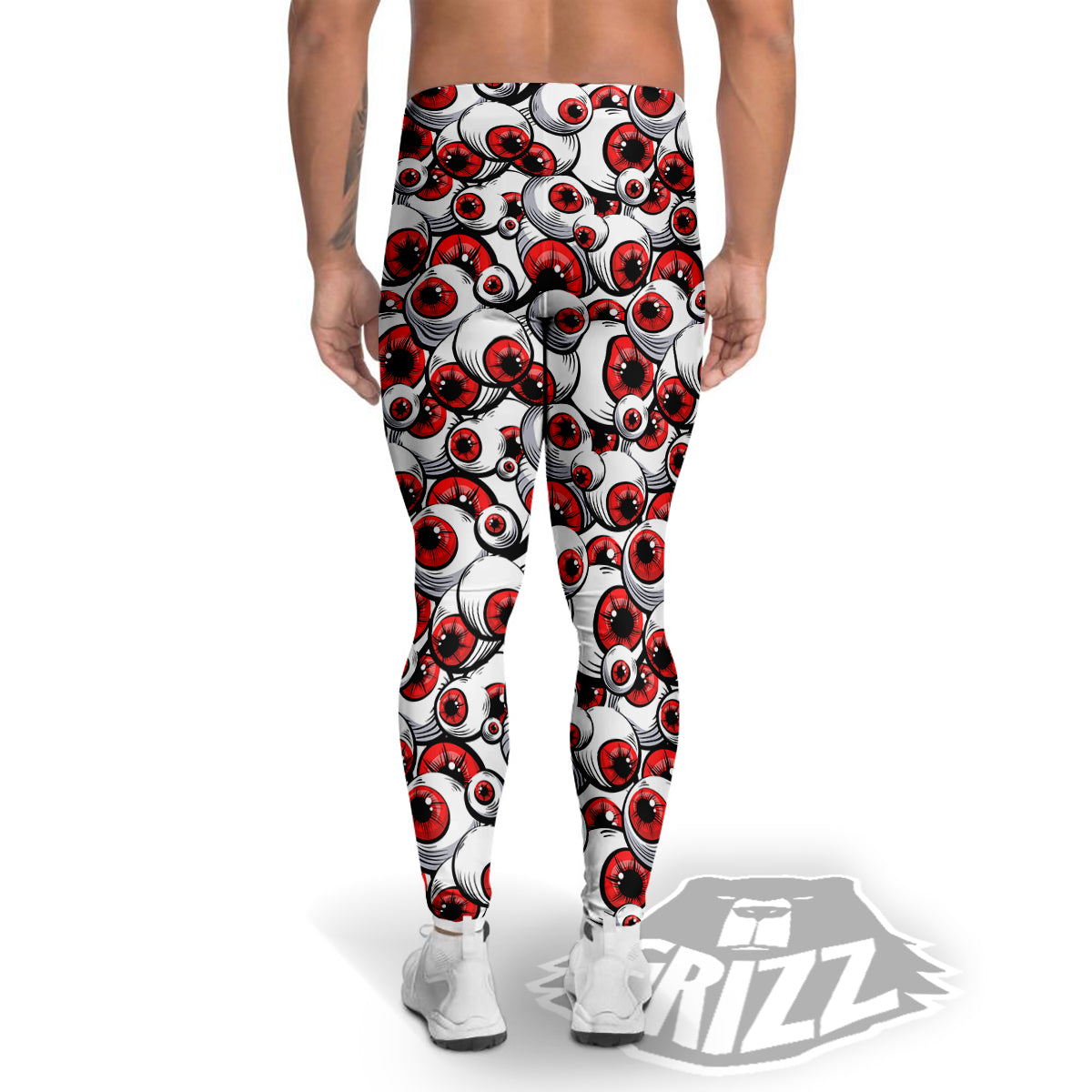 Scary Red Eyes Print Pattern Men's Leggings-grizzshop