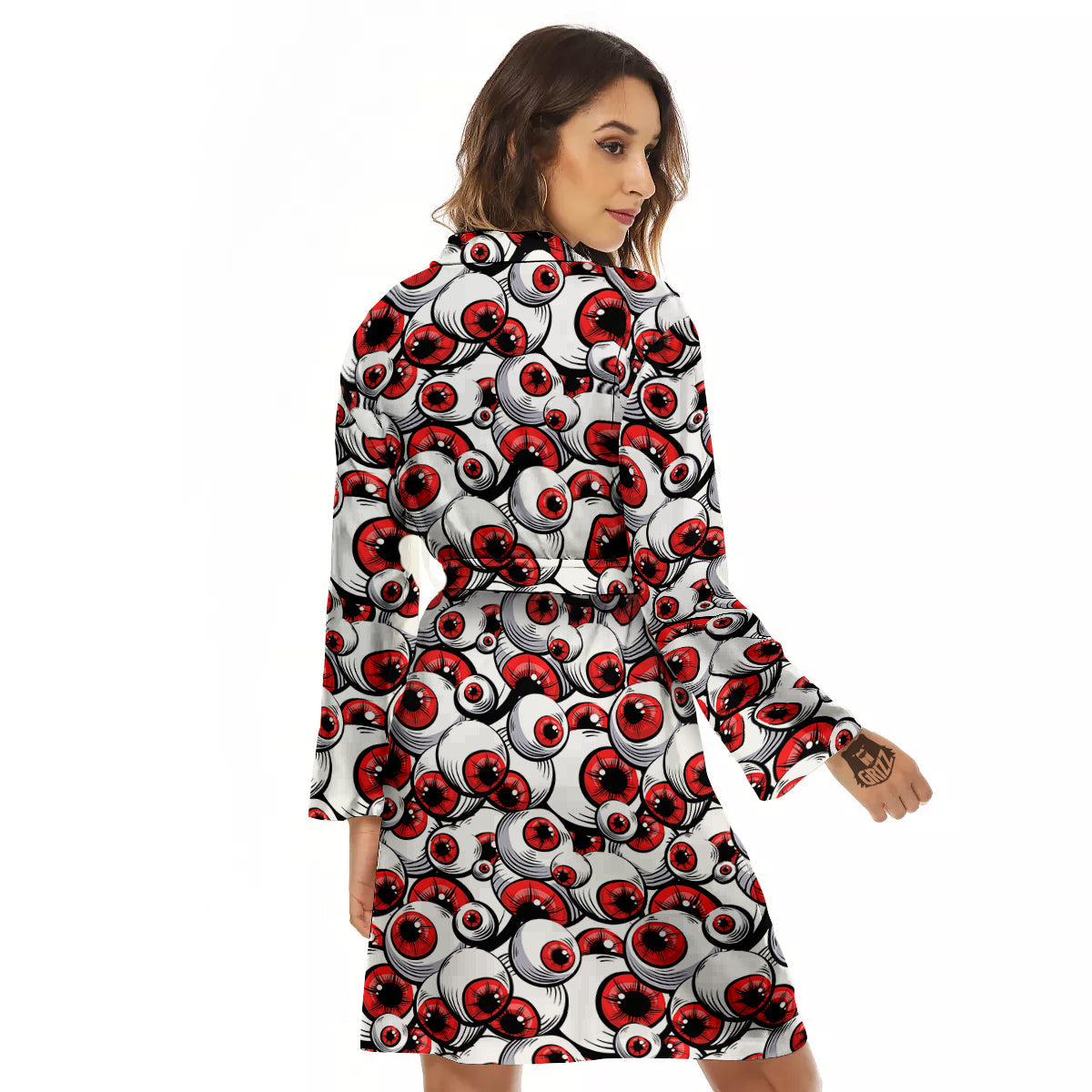 Scary Red Eyes Print Pattern Women's Robe-grizzshop
