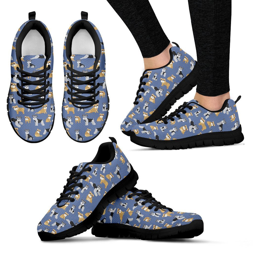 Schnauzer Dog Print Pattern Black Sneaker Shoes For Men Women-grizzshop