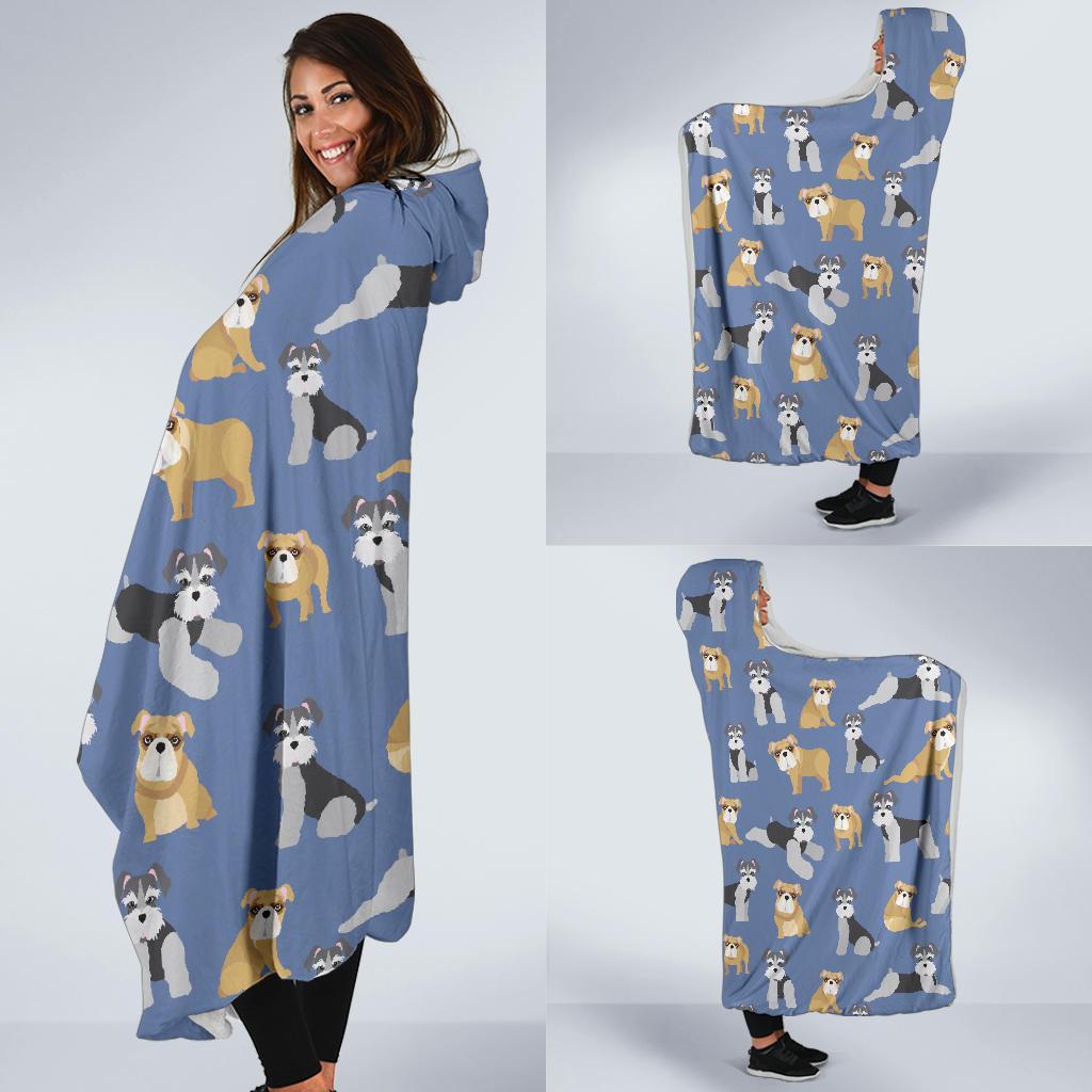 Schnauzer Dog Print Pattern Hooded Blanket-grizzshop