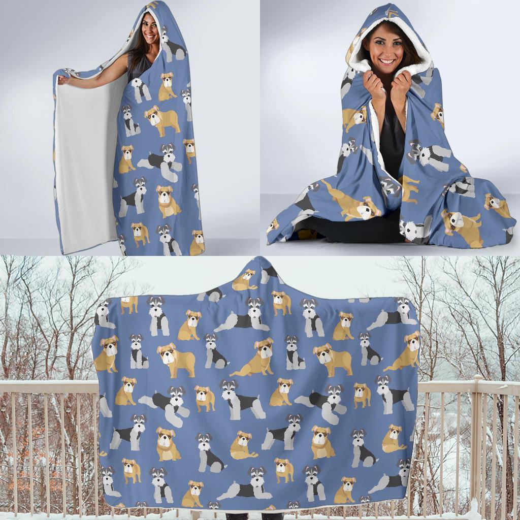 Schnauzer Dog Print Pattern Hooded Blanket-grizzshop