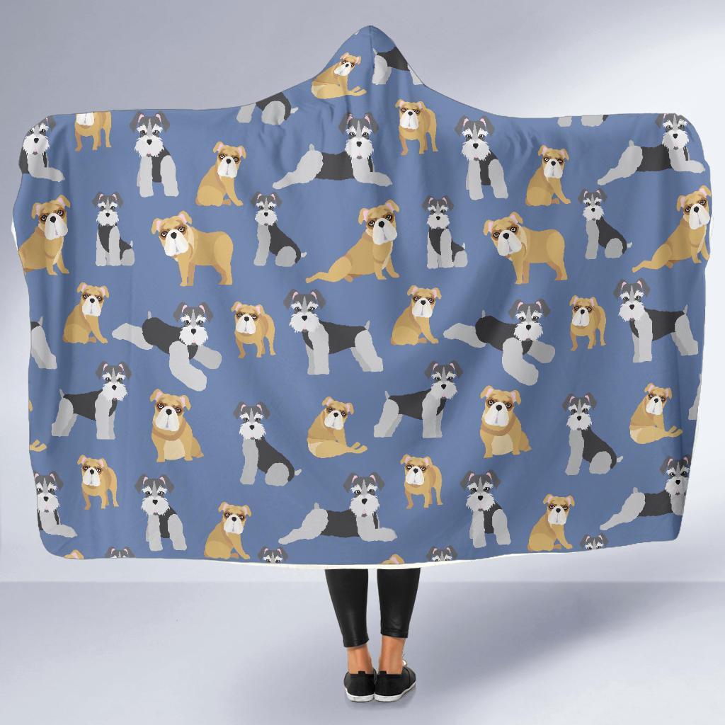 Schnauzer Dog Print Pattern Hooded Blanket-grizzshop