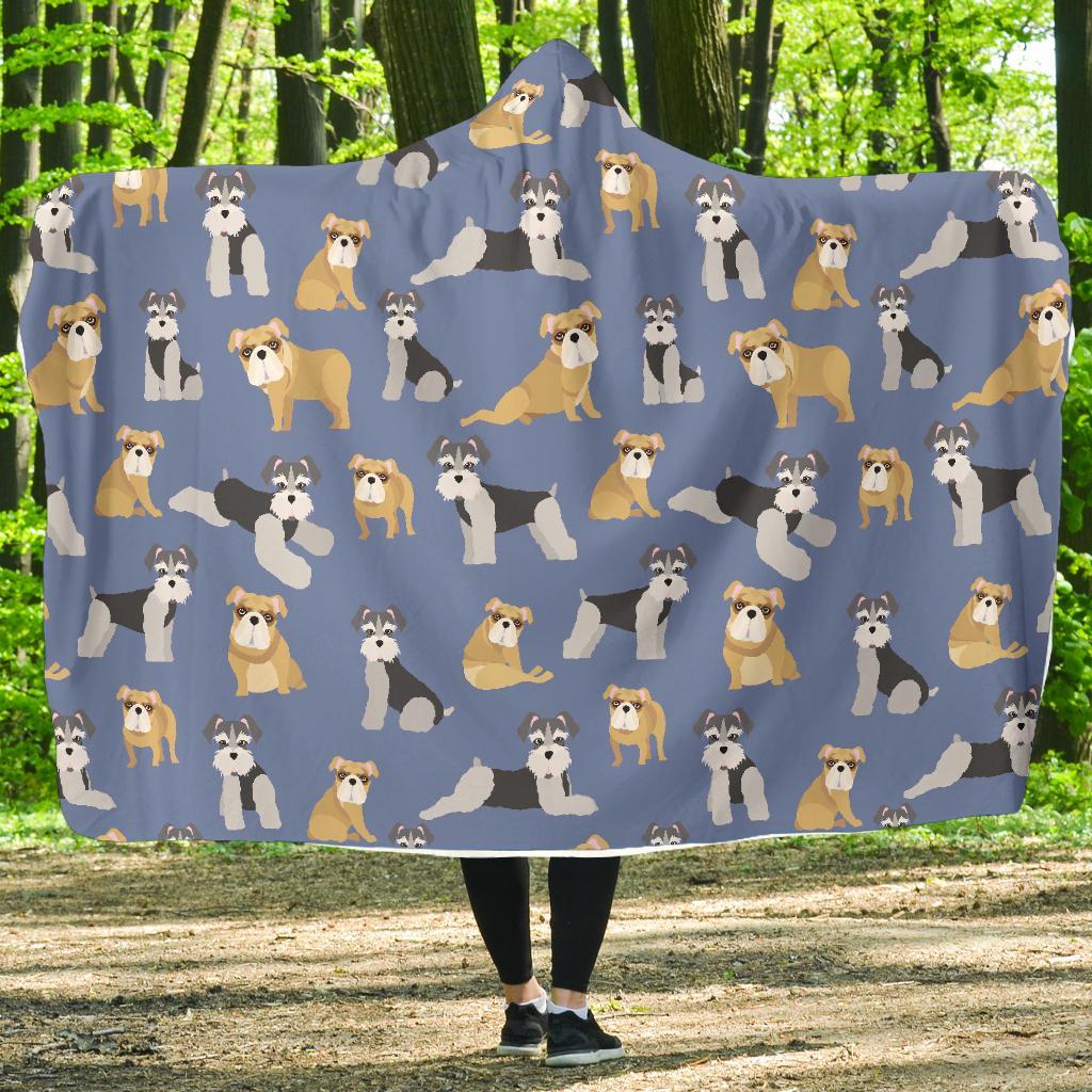 Schnauzer Dog Print Pattern Hooded Blanket-grizzshop