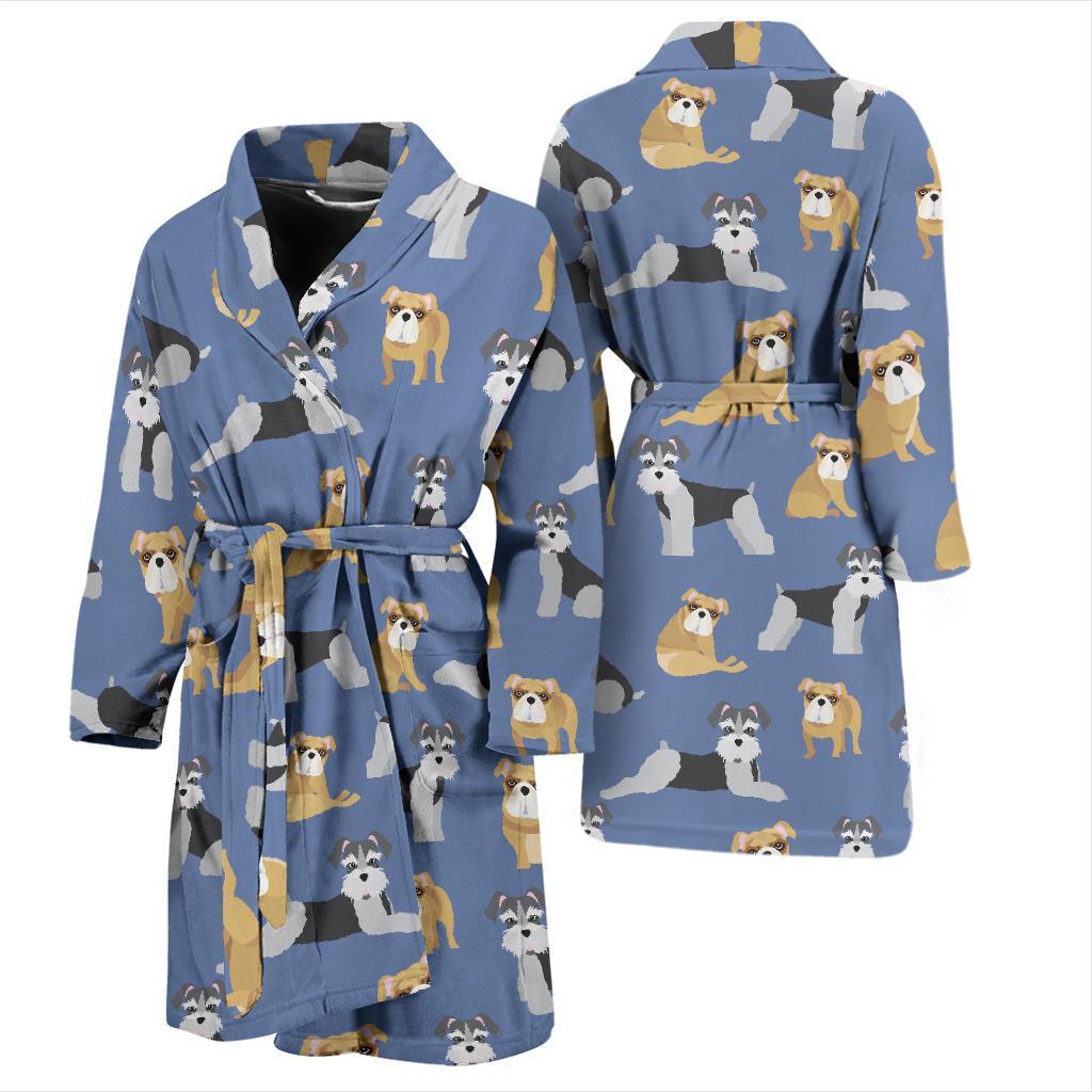 Schnauzer Dog Print Pattern Men Long Robe-grizzshop