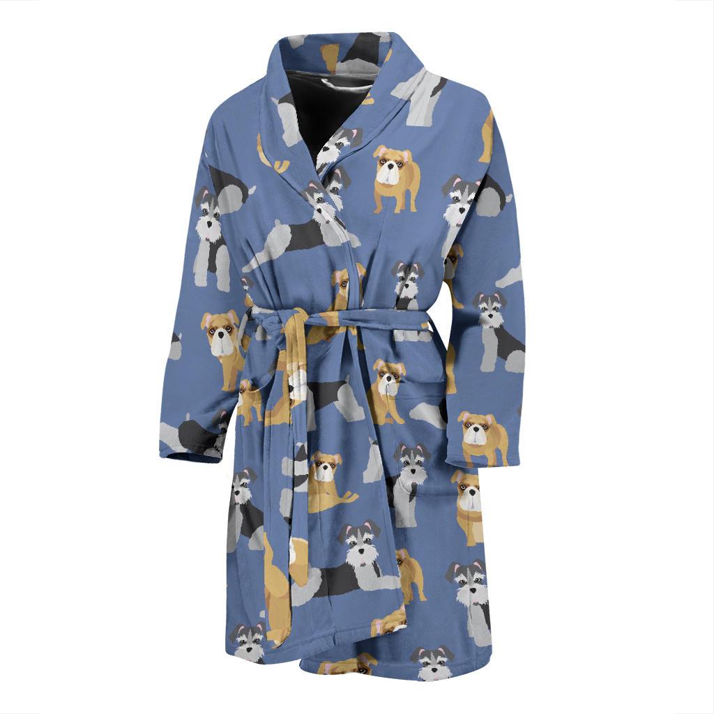 Schnauzer Dog Print Pattern Men Long Robe-grizzshop