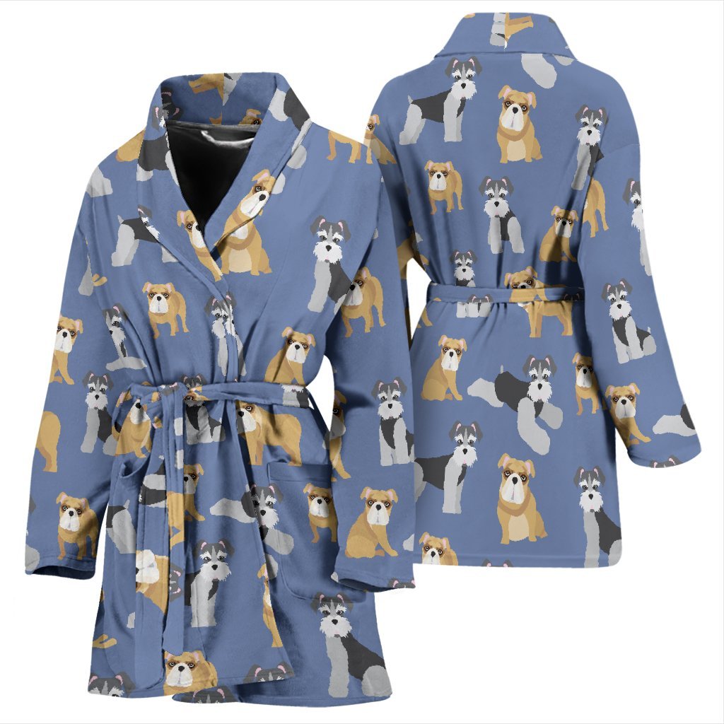 Schnauzer Dog Print Pattern Pattern Print Women Long Robe-grizzshop