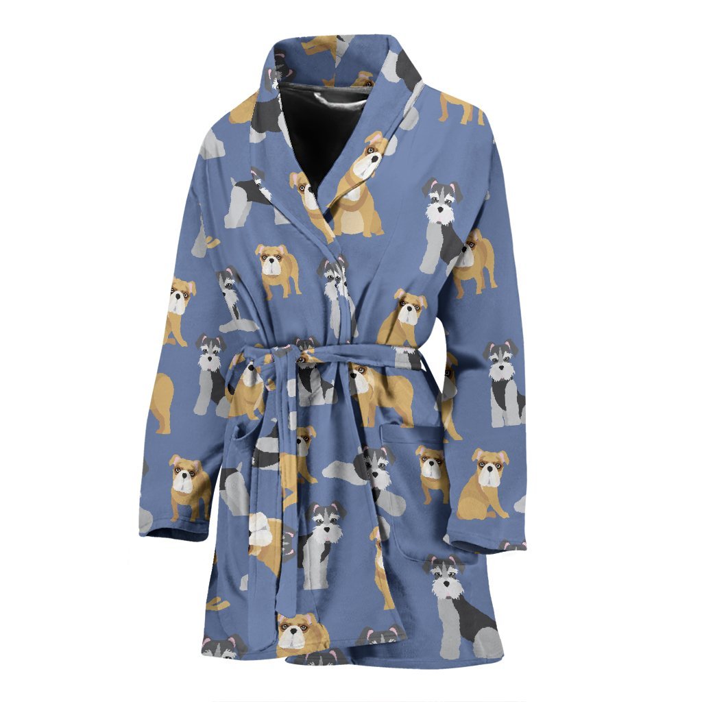 Schnauzer Dog Print Pattern Pattern Print Women Long Robe-grizzshop