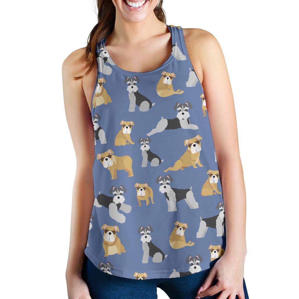 Schnauzer Dog Print Pattern Women's Racerback Tank Tops-grizzshop