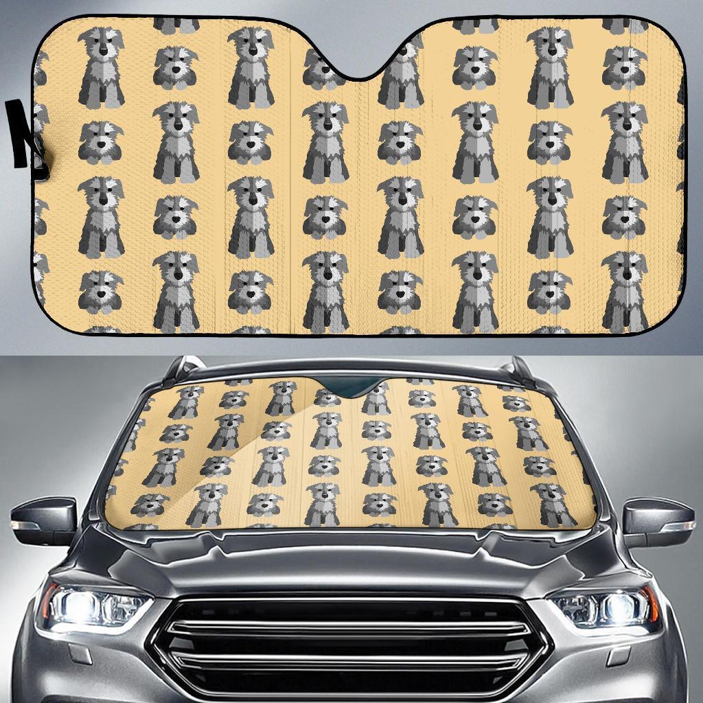 Schnauzer Dog Puppy Pattern Print Car Sun Shade-grizzshop
