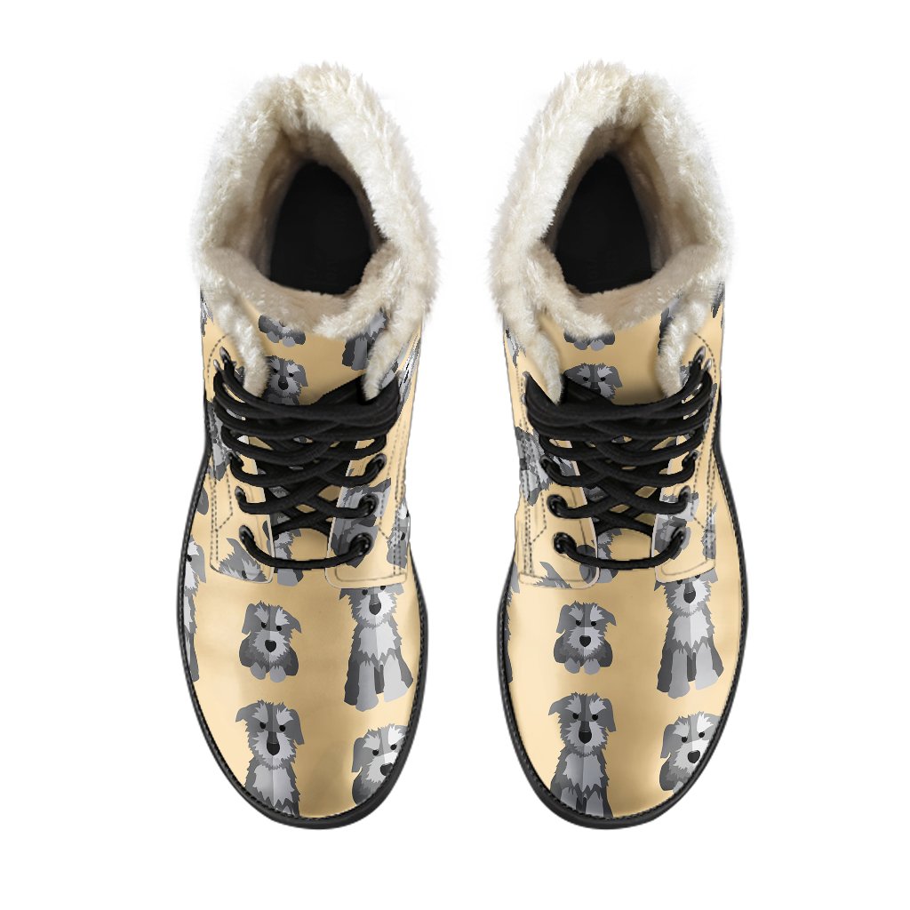 Schnauzer Dog Puppy Pattern Print Comfy Winter Boots-grizzshop