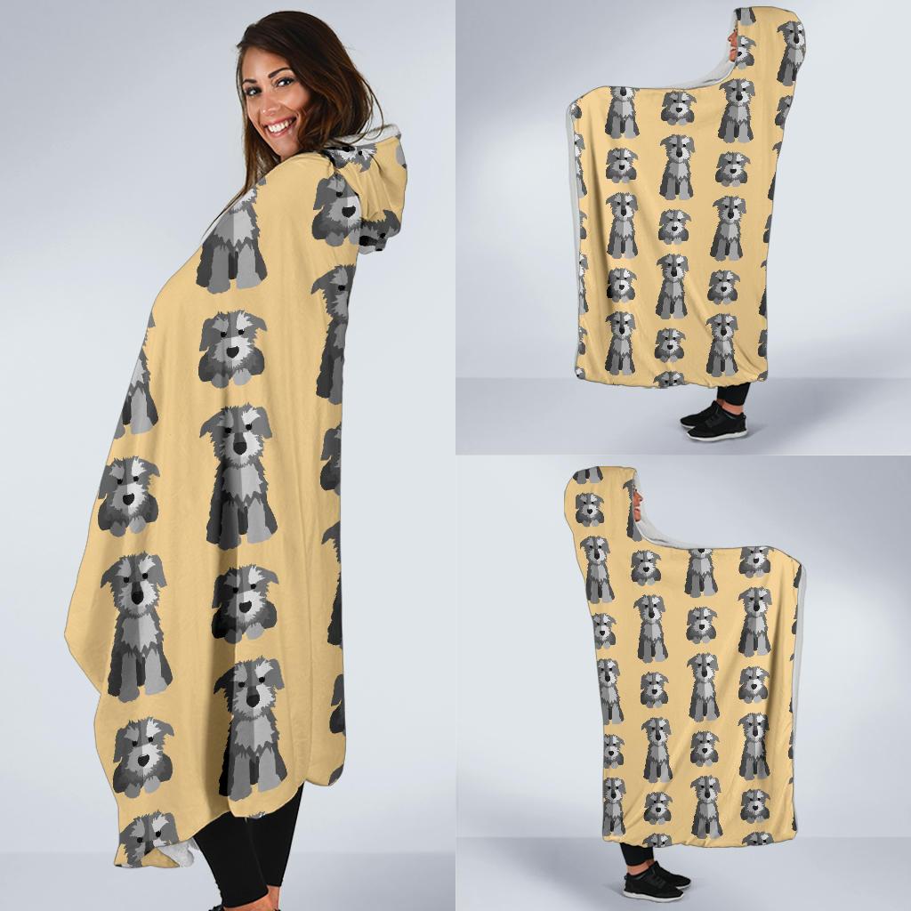 Schnauzer Dog Puppy Pattern Print Hooded Blanket-grizzshop