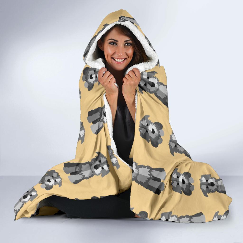 Schnauzer Dog Puppy Pattern Print Hooded Blanket-grizzshop