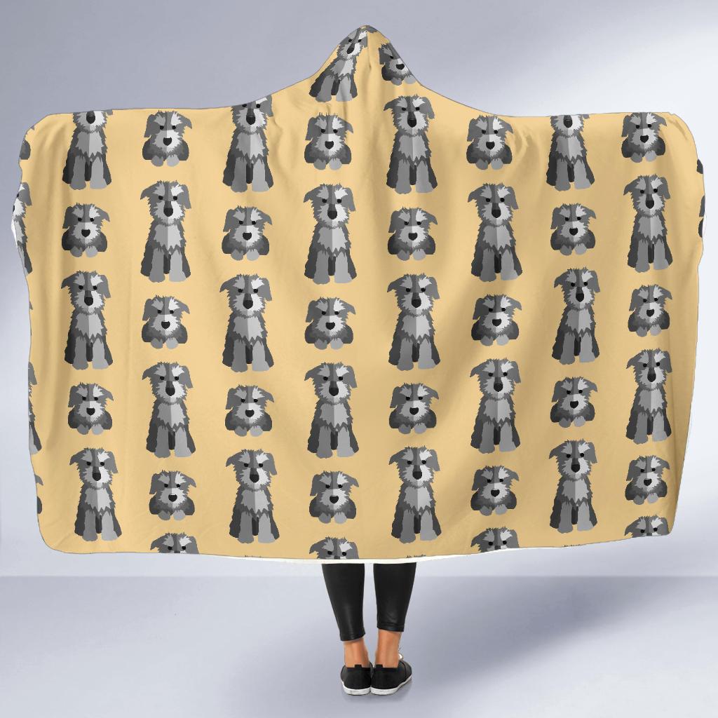 Schnauzer Dog Puppy Pattern Print Hooded Blanket-grizzshop