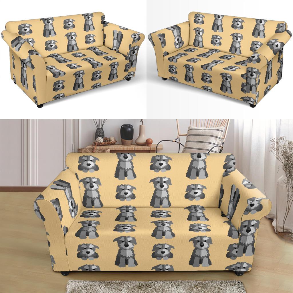 Schnauzer Dog Puppy Pattern Print Loveseat Cover-grizzshop