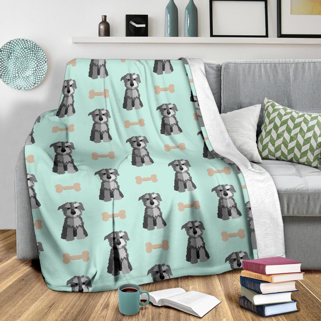 Schnauzer Dog Puppy Print Pattern Blanket-grizzshop