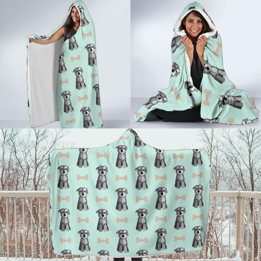 Schnauzer Dog Puppy Print Pattern Hooded Blanket-grizzshop