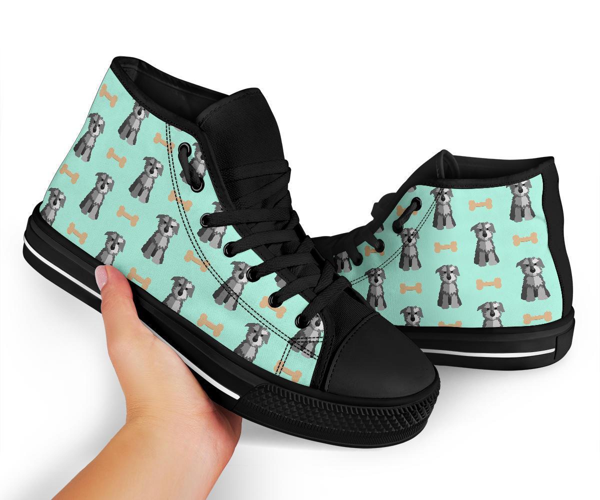 Schnauzer Dog Puppy Print Pattern Men Women's High Top Shoes-grizzshop