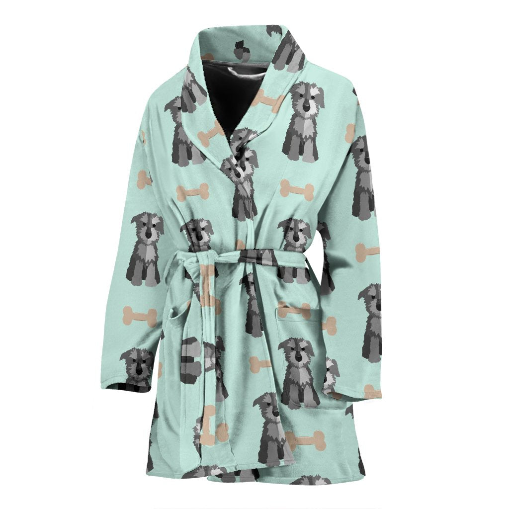 Schnauzer Dog Puppy Print Pattern Pattern Print Women Long Robe-grizzshop