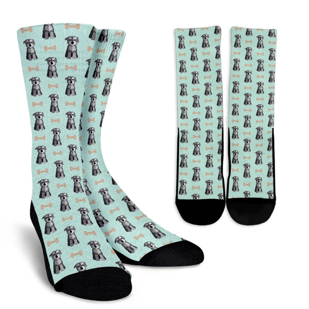 Schnauzer Dog Puppy Print Pattern Unisex Crew Socks-grizzshop