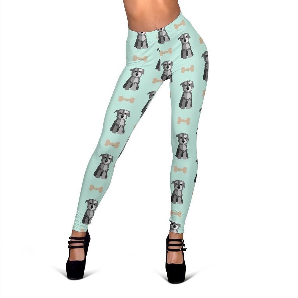 Schnauzer Dog Puppy Print Pattern Women Leggings-grizzshop