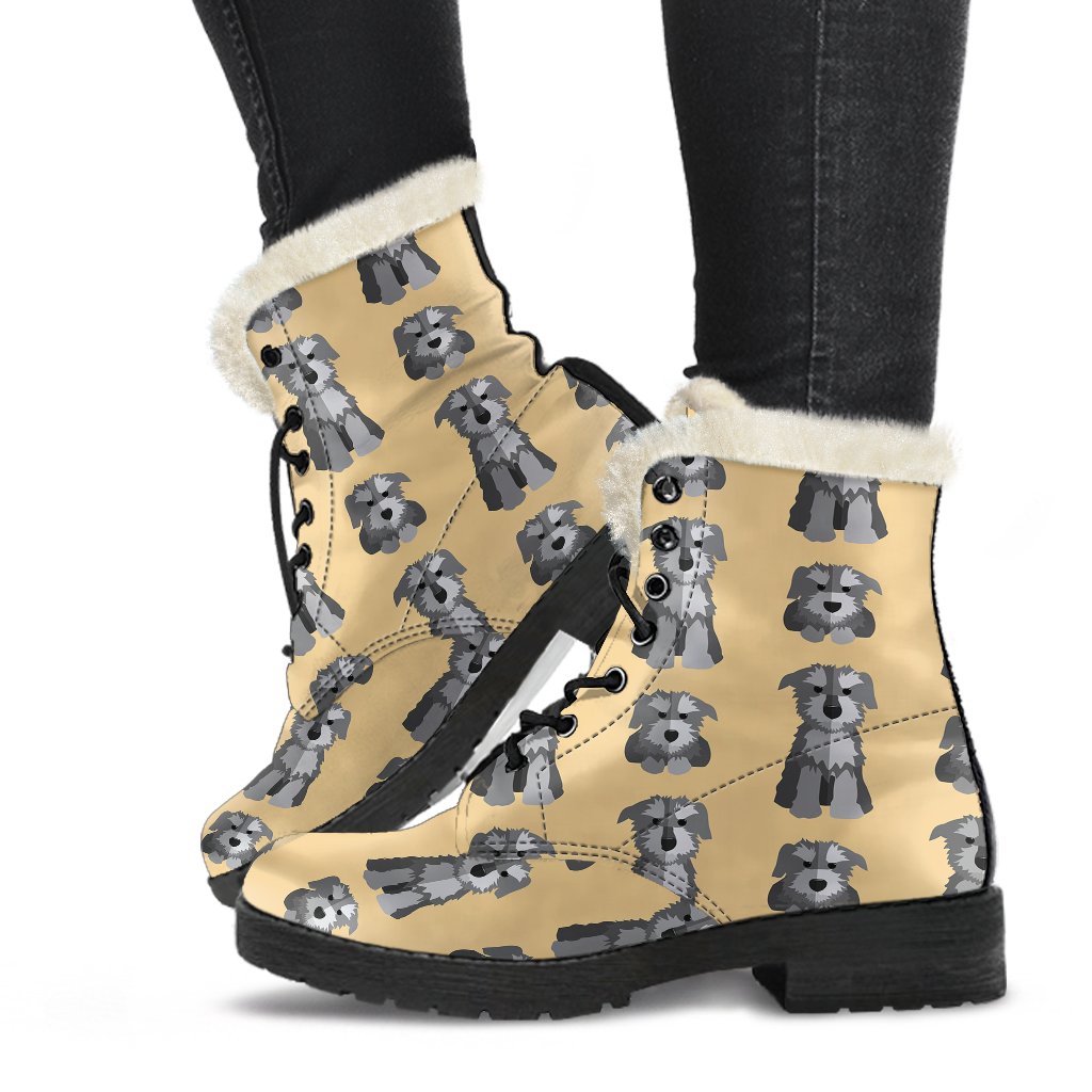Schnauzer Dog Puppy Pattern Print Comfy Winter Boots-grizzshop