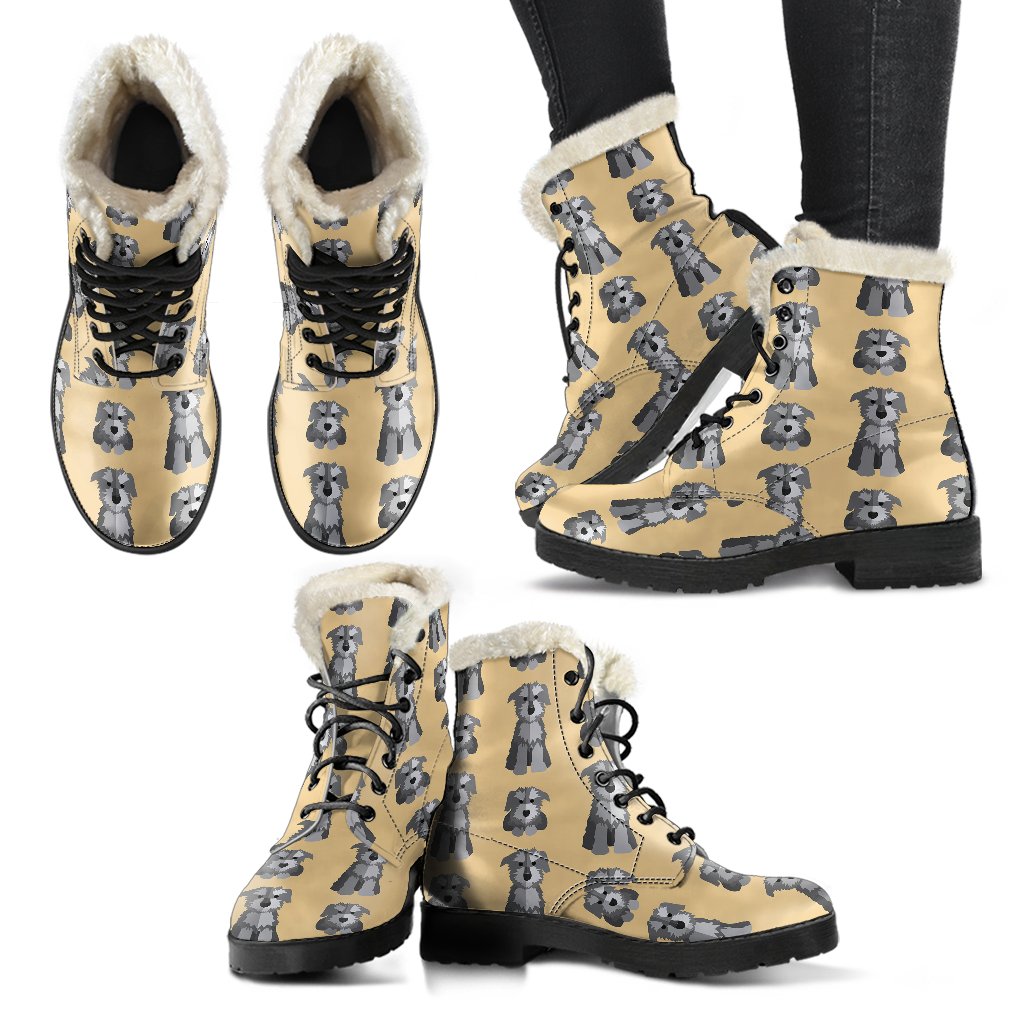 Schnauzer Dog Puppy Pattern Print Comfy Winter Boots-grizzshop