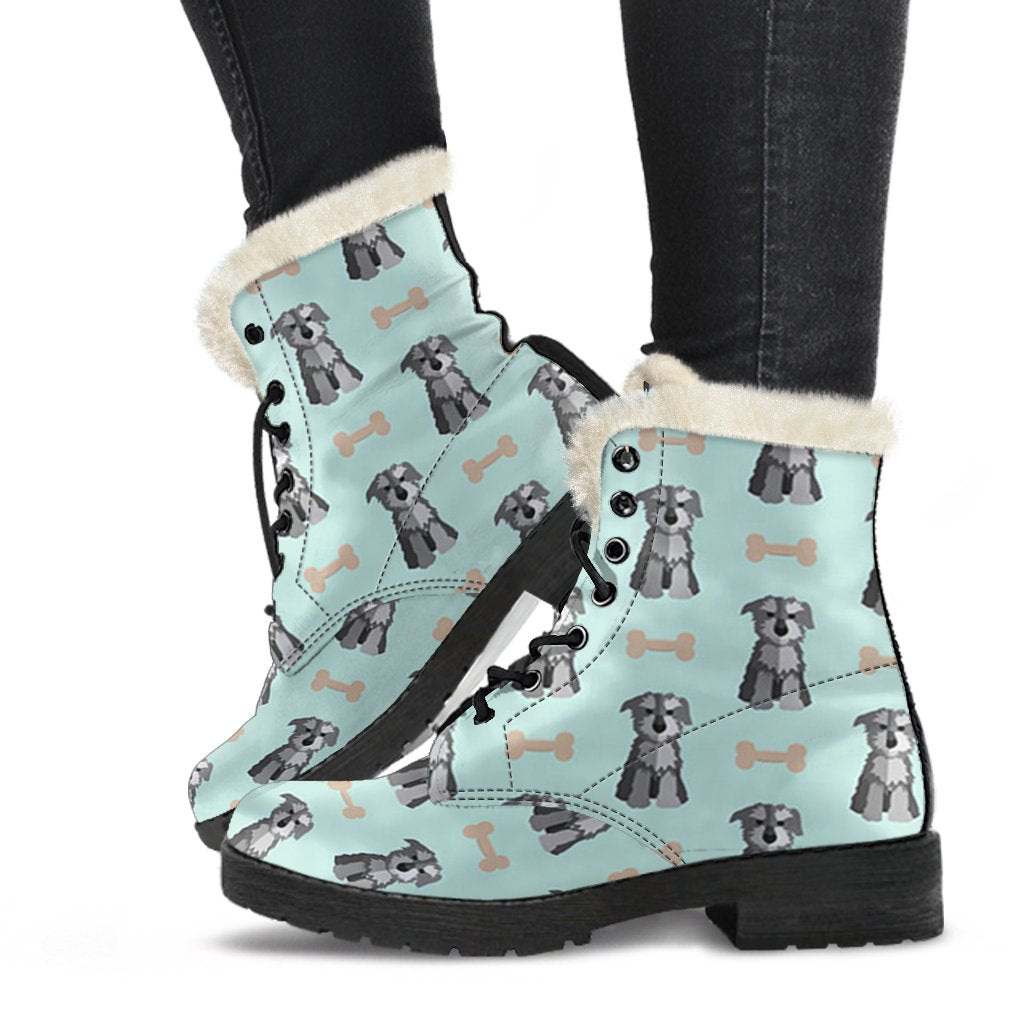 Schnauzer Dog Puppy Print Pattern Comfy Winter Boots-grizzshop