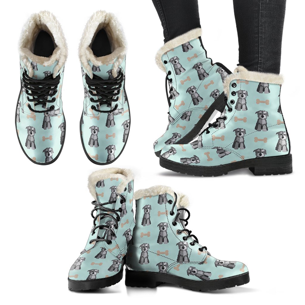 Schnauzer Dog Puppy Print Pattern Comfy Winter Boots-grizzshop