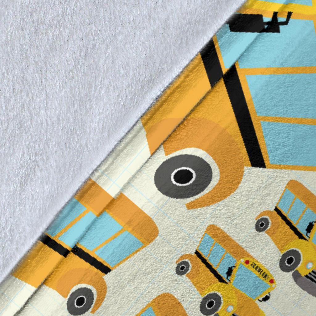 School Bus Pattern Print Blanket-grizzshop