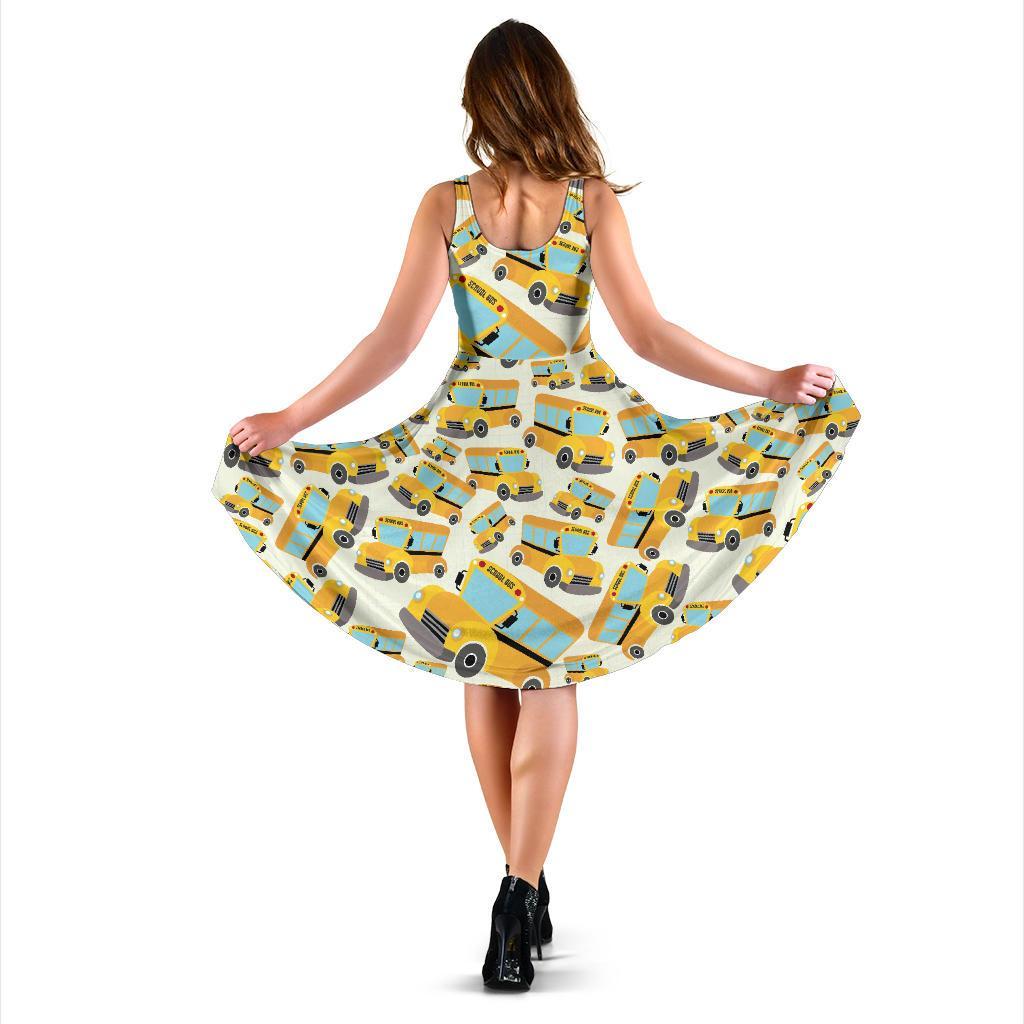 School Bus Pattern Print Dress-grizzshop