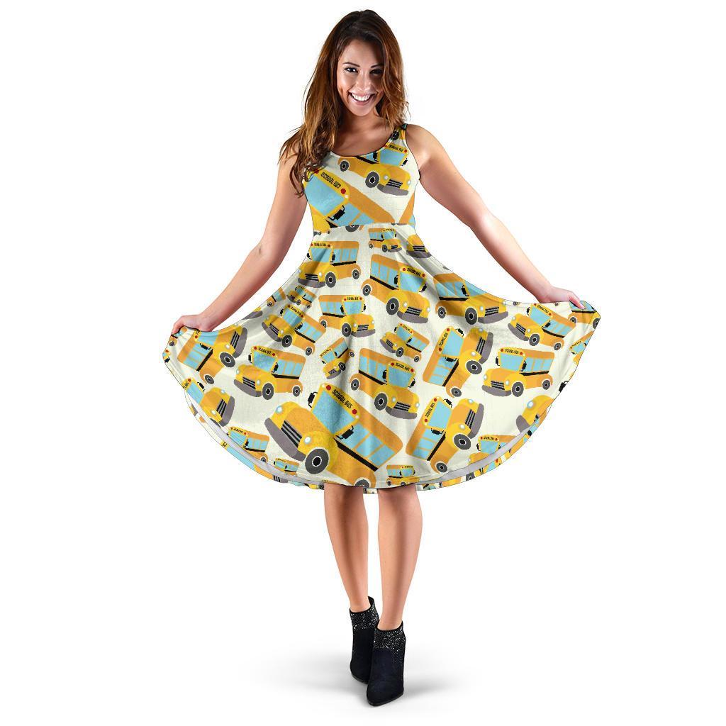 School Bus Pattern Print Dress-grizzshop