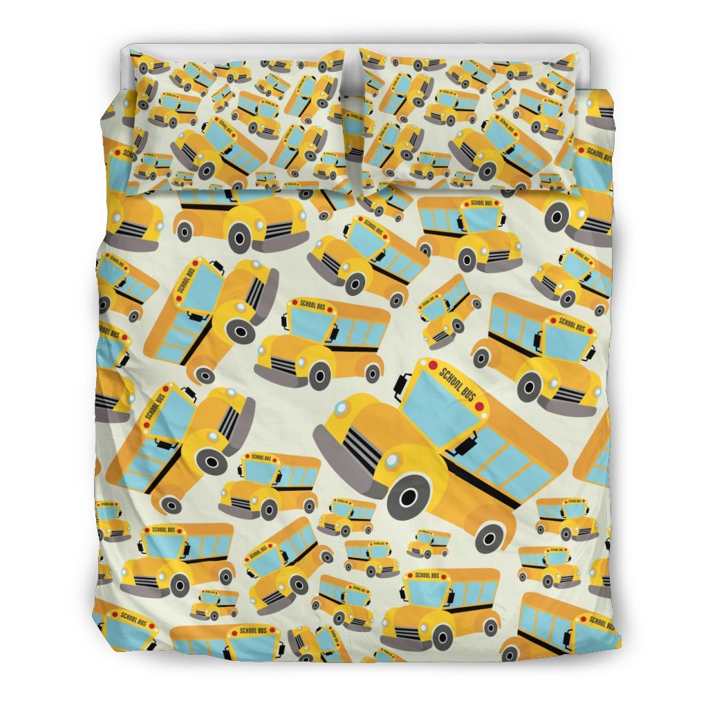 School Bus Pattern Print Duvet Cover Bedding Set-grizzshop