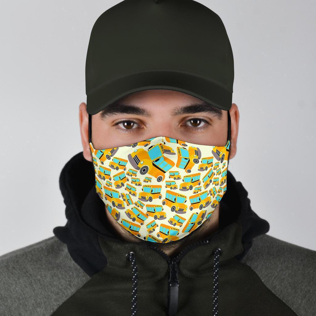 School Bus Pattern Print Face Mask-grizzshop