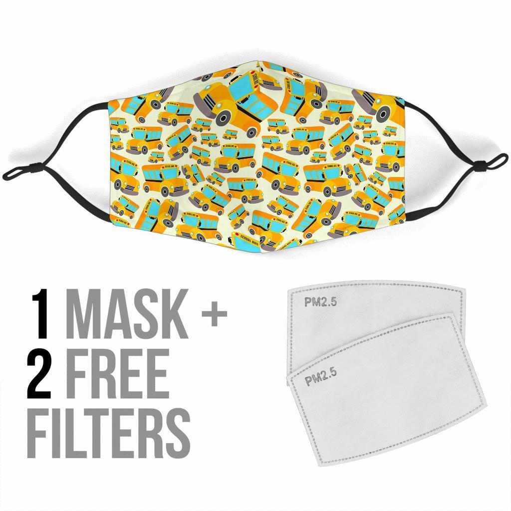 School Bus Pattern Print Face Mask-grizzshop