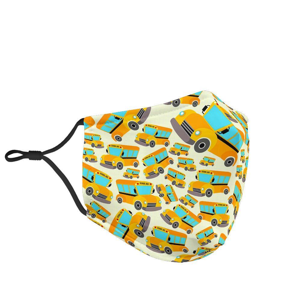 School Bus Pattern Print Face Mask-grizzshop