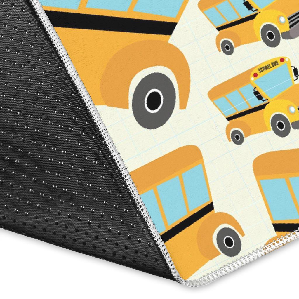 School Bus Pattern Print Floor Mat-grizzshop