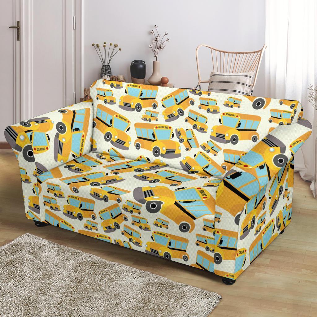 School Bus Pattern Print Loveseat Cover-grizzshop