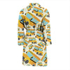 School Bus Pattern Print Men Long Robe-grizzshop